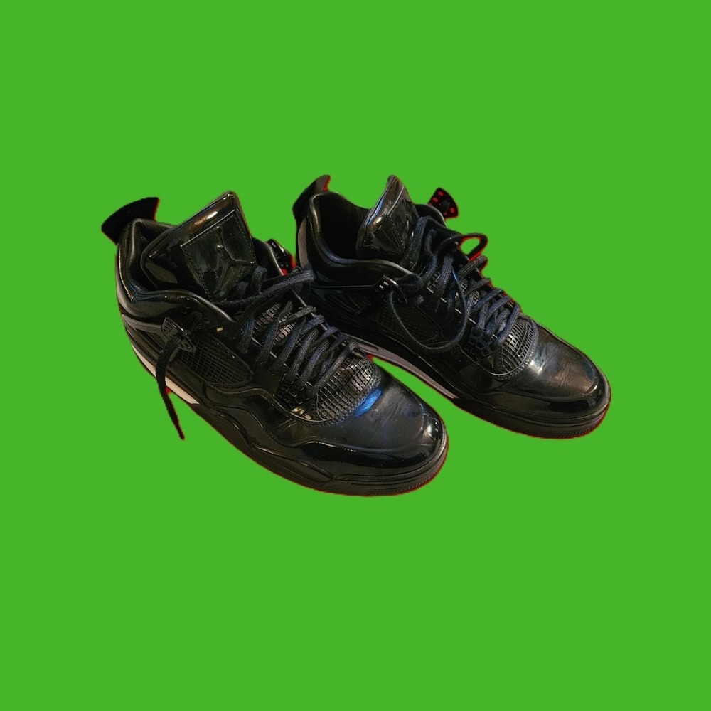 Nike Air Jordan 4 Retro 11Lab4 Black Patent Leather Men's Size 11 Sneakers